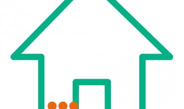 Icoon huis met 3 figuurtjes ervoor